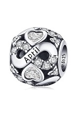 handsome small silver cubic zirconia birthstone baby charm